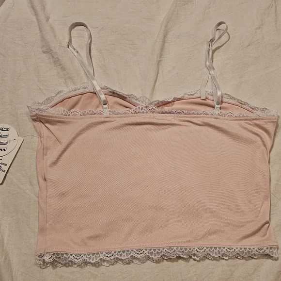 Faded Rose Pink Lace Trim Women's Cami Top XL - Picture 6 of 9